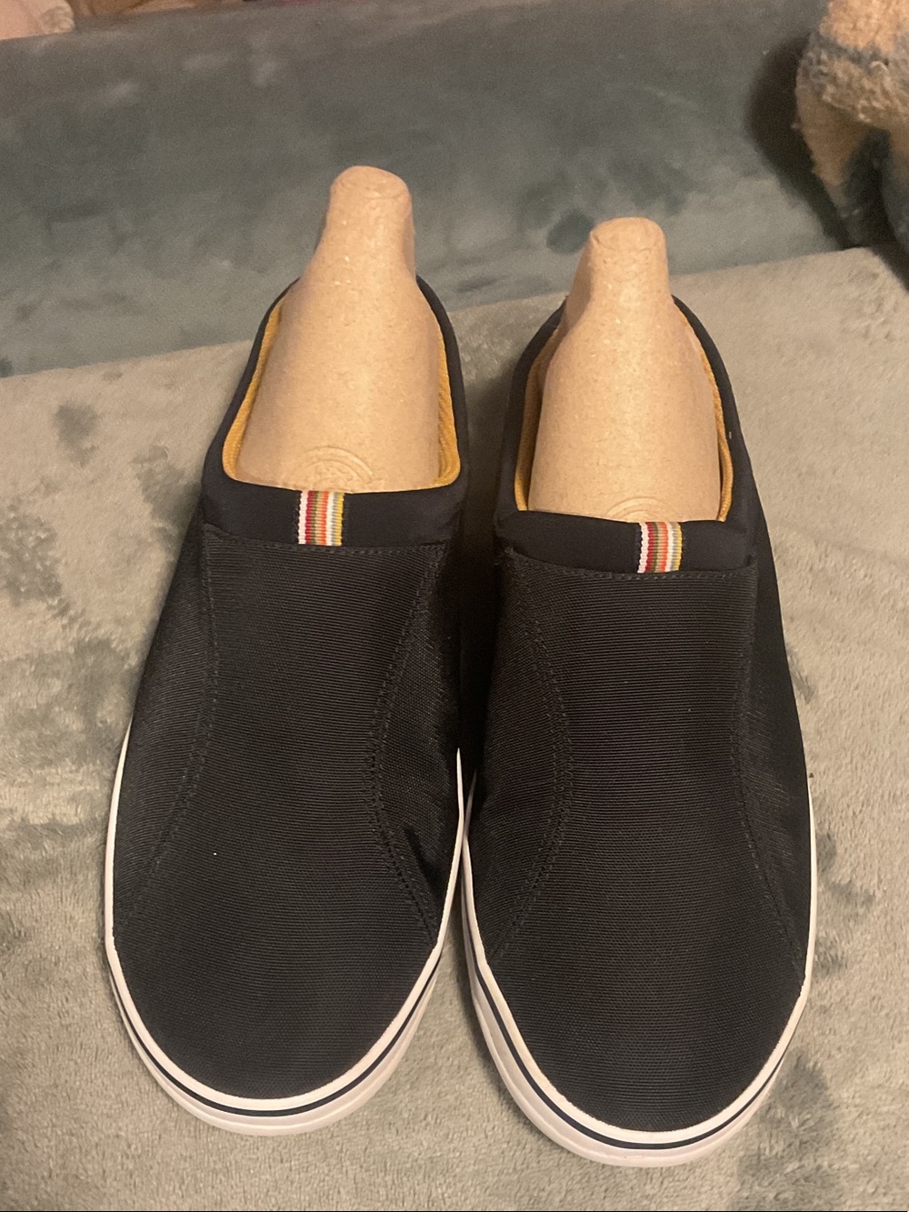 Keds Women’s Black Slip-On Canvas Loafers with Stripe Detail Sz 11